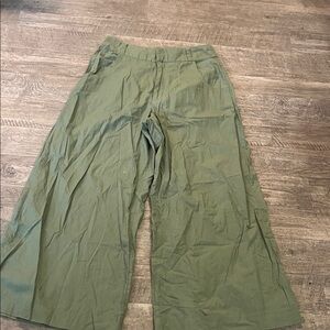 Free People Olive Wide-Leg Chinos